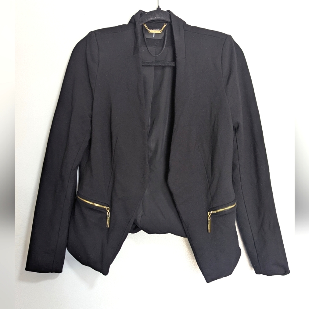 🌸Tahari Black Asymmetric Open Front Long Sleeve Cardigan Blazer‎ Size 10